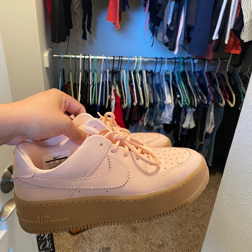 Nike Women’s Light Pink High Platform AF1 sage low